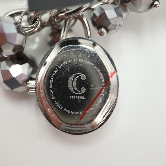 Charming Charlie Sparkle Bead Charm Watch 24mm Silver Loop Bracelet New Battery - Picture 8 of 14